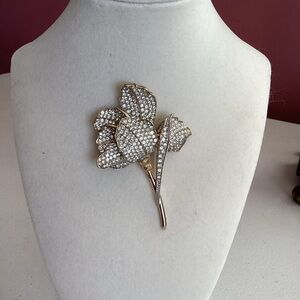 Vintage 1940 Jomaz Pave Floral Broach Unsigned